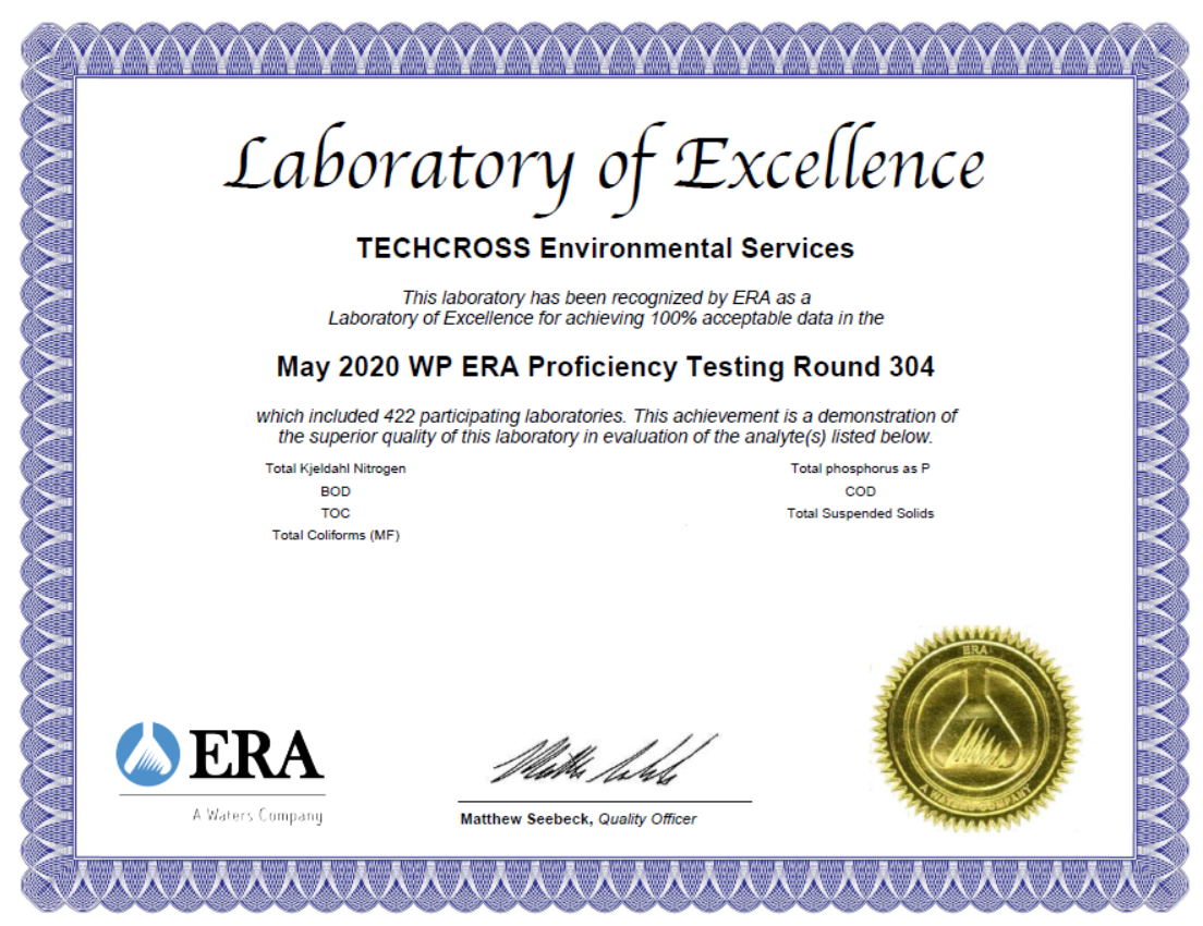 테크로스 환경서비스, 미국 환경자원협회(ERA) 2년 연속 &lsquo;수질분야 최우수기관&rsquo; 평..